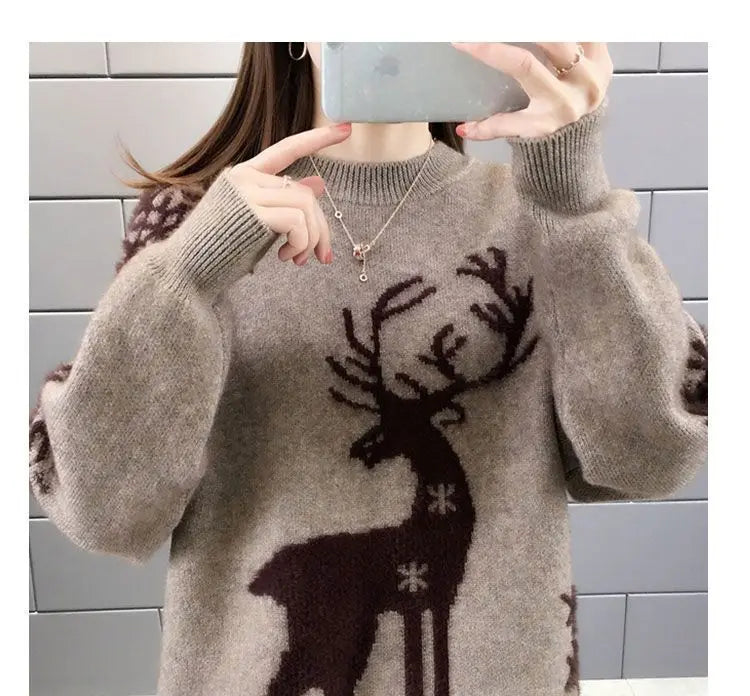 Herbst Winter Neue Langarm Stricken Pullover Oansatz Alle-spiel Lose Plus Größe Süße Pullover Mode Lässig Frauen Kleidung.