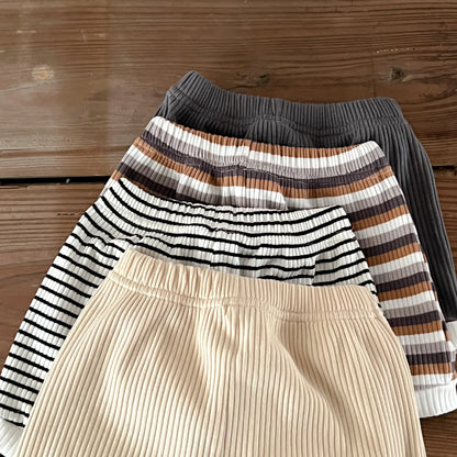 Korean Version Summer Kids Baby Girls Boys Short Sleeve Striped Top Tees +shorts Pants Infant Cute Pure Cotton Clothing Set