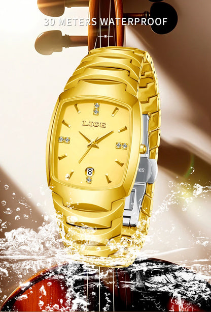 LIGE Fashion Luxury Woman Watch Simple Elegant Stainless Steel Casual Quartz Watches for Women Calendar Ladies Romantic Gift New.