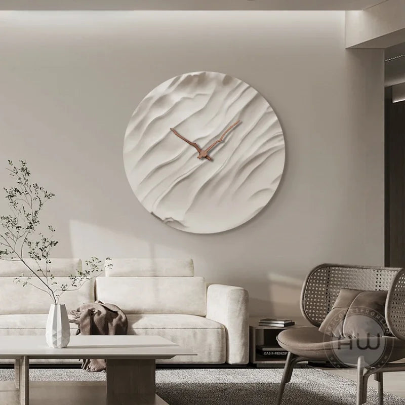 Stumme Wanduhren für Wohnzimmer, moderne runde Uhr, simulierte Stummuhr, fortschrittliches Licht, luxuriös, dekorativ, Wohnzimmer