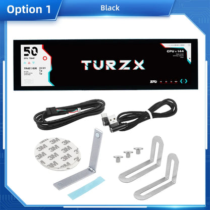 TURZX 8.8 Inch USB Secondary Screen Type-C Desktop Extended Display TF Card Play 1920*480 IPS LCD CPU RAM GPU Monitor NO AIDA64
