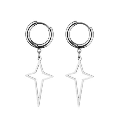 New Punk Stainless Steel Chain Hoop Earrings For Women Men 2023 Trendy Goth Pop Hip Hop Pendants Ear Jewelry Accessories Earring.