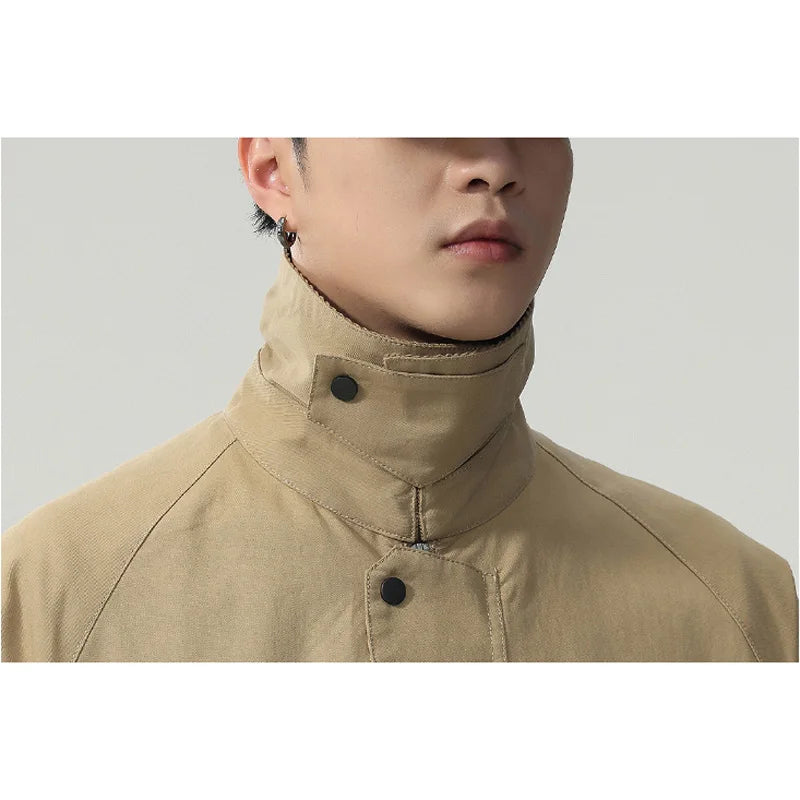 Lapel Jacket Men Spring Autumn Japanese Korean Streetwear Fashion Loose Casual Vintage Cargo Jacket Coat Outerwear.