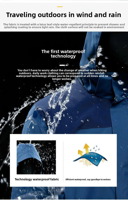 Men's Single-layer Hiking Jacket Patchwork Hooded Hiking Coat Men Color Block Windbreaker Jackets Outdoor Mountaineering Coats.