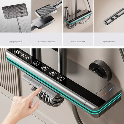 Shower Faucet Full Set Temperature Smart Digital Display Bathroom Shower System with Light Hot Cold Mixer For Bathroom