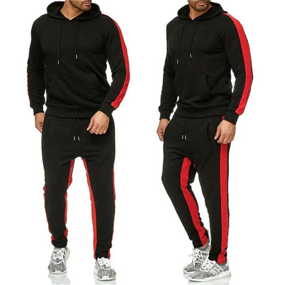Männer 2 Stück Trainingsanzug Farbe Block Sweatsuit Streifen Casual Winter Langarm Warme Feuchtigkeit Wicking Atmungs Sportswear Anzug.
