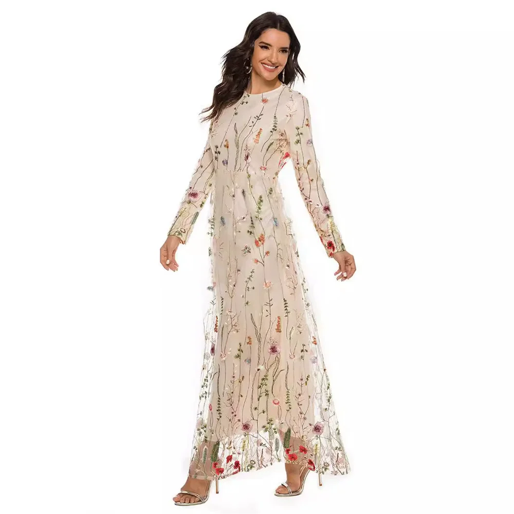 Ramadan Eid Flower Abaya Damen Dubai Islamic Women Muslim Dresses Kebaya Kaftan Robe Musulmane Caftan Marocain Femme.