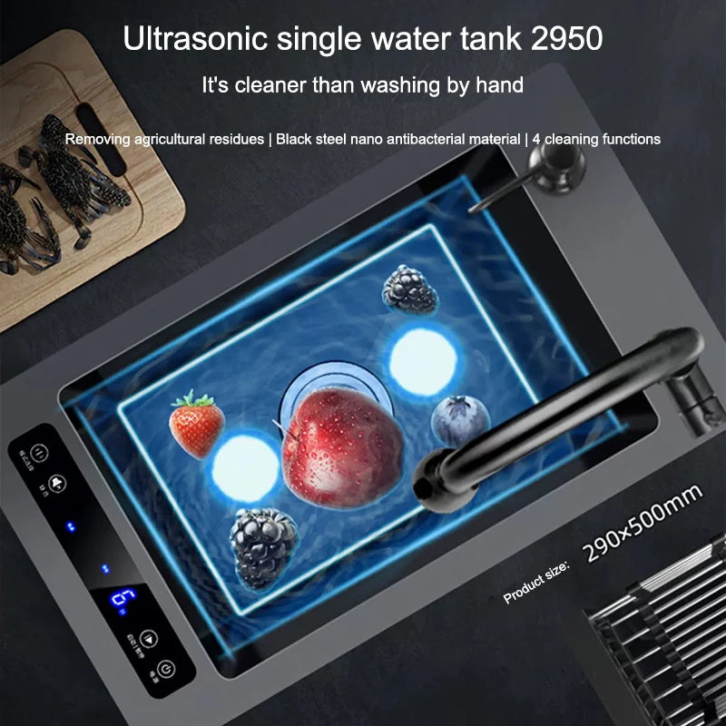 Kitchen Sink Stainless Steel Dishwashing Sink Ultrasonic Sink Dishwasher Multifunctional Intelligent Net Washer For Kitchen