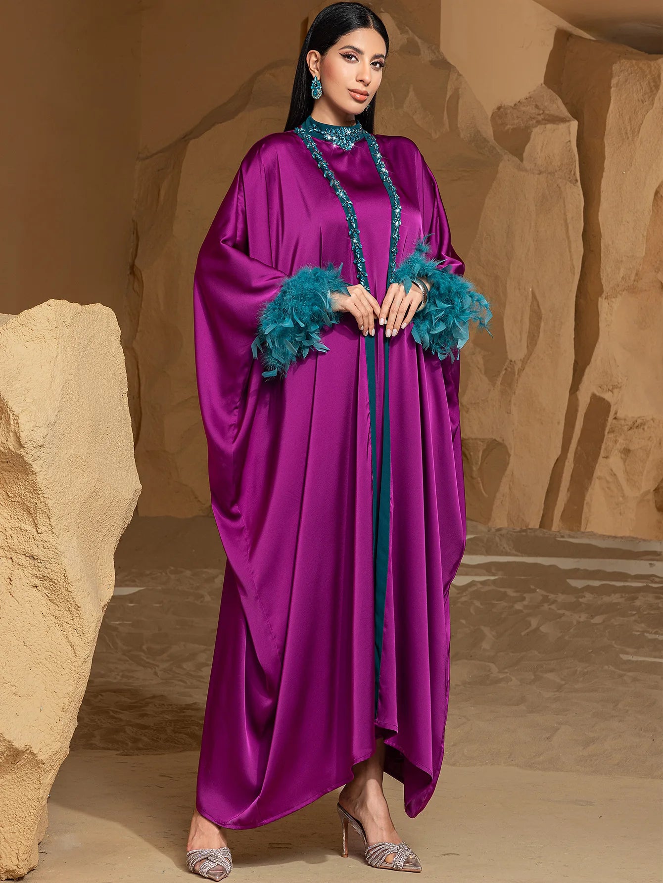 Luxury Dubai Abayas Diamonds Kimono Jalabiya Women Muslim Dress Sets 2PCS Turkey Kebaya Caftan Marocain Femme Robe Ramadan Eid.