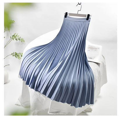 Looks Thin Pleated Skirt 2025 New High Waist A-line Skirt Mid-length Big Size Plaid Skirt Long Pleated Skirt Length 75-90cm