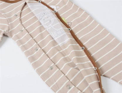 2024 neue Baby Jungen Kleidung Ein Stück Gestreiften Design 100 % Baumwolle Neugeborenen Jungen Strampler Volle Hülse Overalls.