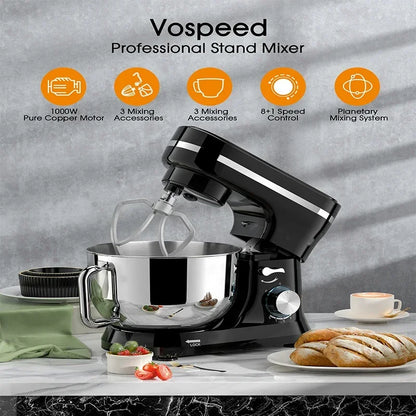 Electric Stand Mixer, 8 Speed Tilt-Head, 4.5L Stainless Steel Bowl, Kitchen Electric Mixer with Dough Hook, Wire Whip & Beater.