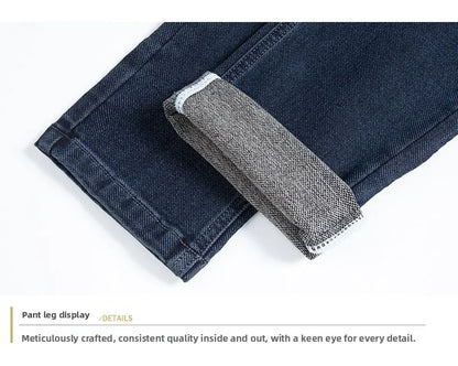 Autumn New Men's Business Jeans High Elasticity Straight Denim Trousers Men's Pants Work Clothes Haze Blue Black Gray Brand