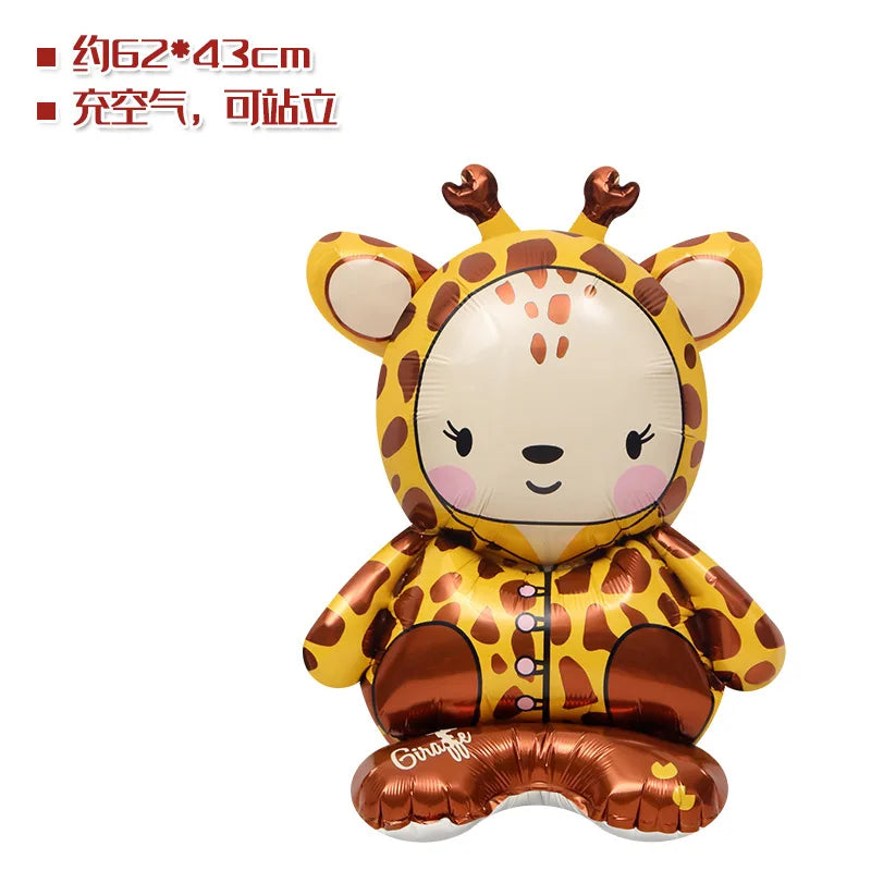 4D Stehender Löwe Giraffe Ballon Dschungel Tier Luftballons Baby Dusche Globos Kind Dschungel Safari Geburtstag Party Dekore Liefert.
