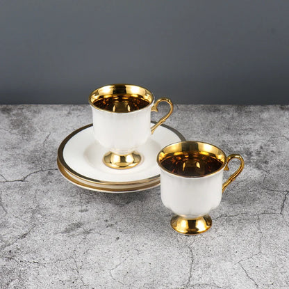 2pcs/set Turkish Coffee Cups Set Of 2 Ceramics Cup Of Coffee Creative Gifts Relief Teacup And Saucer Set Retro 90ml Gobelet