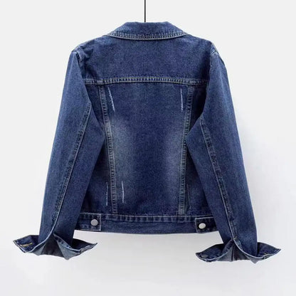 Frauen Denim Jacke einreiher Brust Klappe Tasche Jacke Langarm Dünne Kurze Mantel Retro Damen Denim Jacken Oberbekleidung