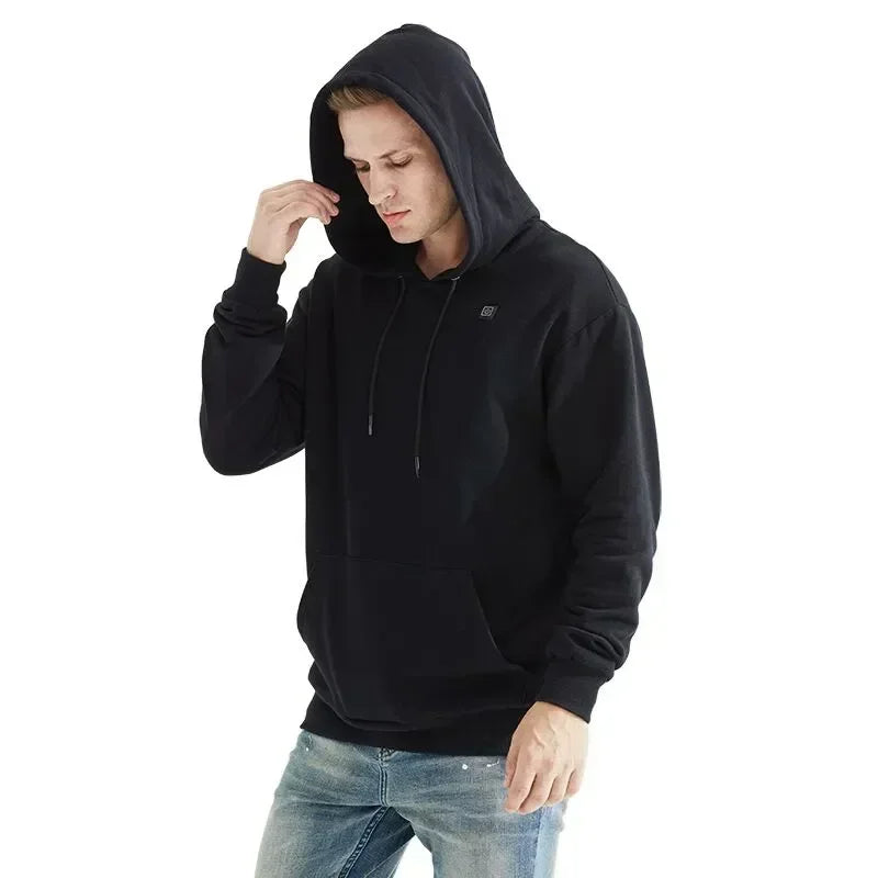 2025 Outdoor Electric USB Heating Sweaters Hoodies Men Winter Warm Heated Clothes Charging Heat Jacket Sportswear.