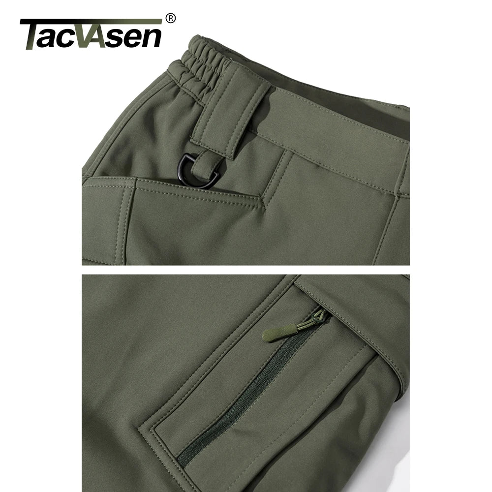 TACVASEN IX9 Winter Softshell Thermal Hiking Pants Work Pants Mens Fleece Cargo Pants Waterproof Warm Outdoor Male Trousers.