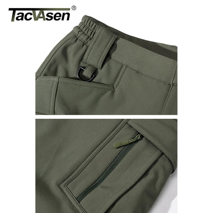TACVASEN IX9 Winter Softshell Thermal Hiking Pants Work Pants Mens Fleece Cargo Pants Waterproof Warm Outdoor Male Trousers.