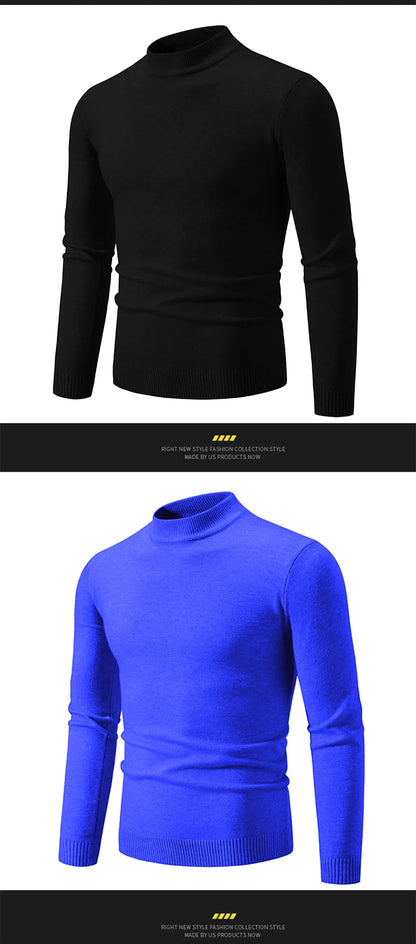 New Autumn Winter Designer Fashion Half Turtleneck Knitted Sweater High Quality Mens Casual Solid Color Warm Women Sweaters.