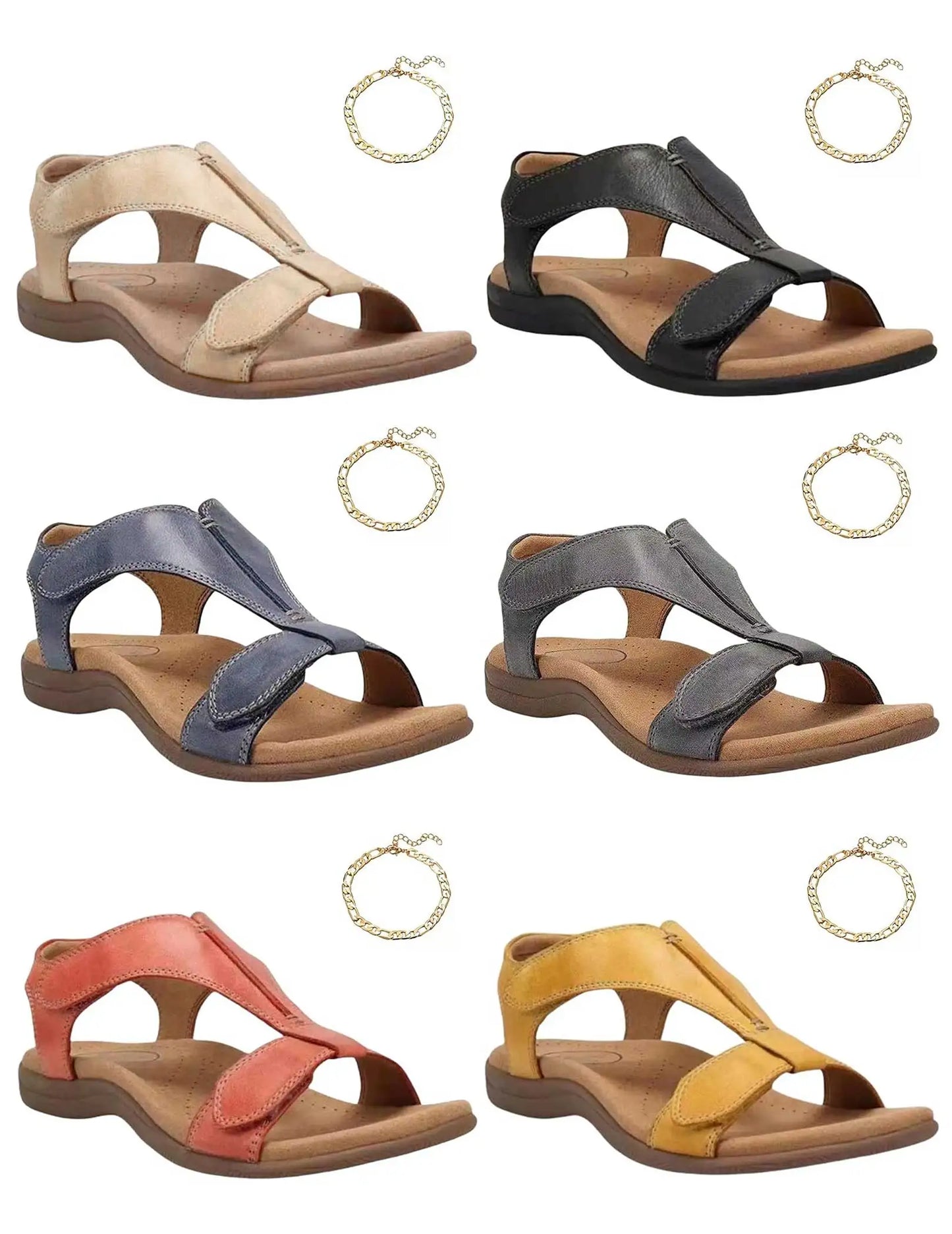 Women Arch Support Sandals Open Toe Sandals Hook and Loop Fastener Flat Sport Sandals Casual Walking Sandals for Party Vacation.