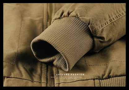 Winter Tactical Jacket Outdoor Men Fleece Sports Running Warm Coat Solid Color Stand Collar Breathable Comfortable Pilot Jacket