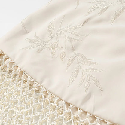 MUJER Embroidery Lace Long Skirt Woman High Waist Midi Skirts for Women Summer Beach Skirt Woman Tassel Women's Skirts Cylinder.