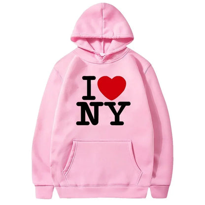 I Love New York Pritned Hoodies Women's Fashion Casual Hooded Pullover Street Hip Hop Clothing.