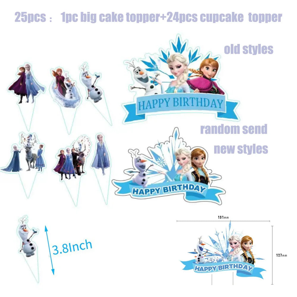 Disney gefroren Geburtstag Dekorationen Mädchen Papier Geschirr Teller Servietten Tassen Schnee königin Geburtstag Deko Hintergrund Luftballons Lieferungen
