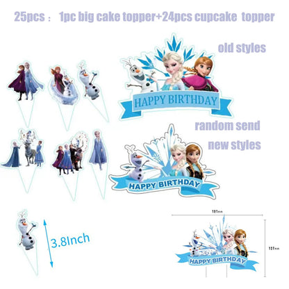 Disney gefroren Geburtstag Dekorationen Mädchen Papier Geschirr Teller Servietten Tassen Schnee königin Geburtstag Deko Hintergrund Luftballons Lieferungen