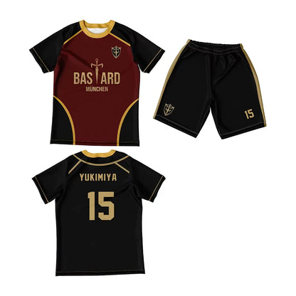 Men Jersey Set Futsal Football Pattern Blue Lock Anime Bastard Munchen 3d Print T-shirt Short 2pcs Sets Suit Sports Tops Tee Boy.