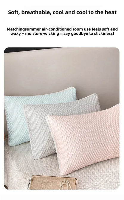 Summer Cool Bean Cool Feeling Ice Silk Neck Pillow for Children and Adults Dormitory Massage Pillow Core with Zipper Wholesale.