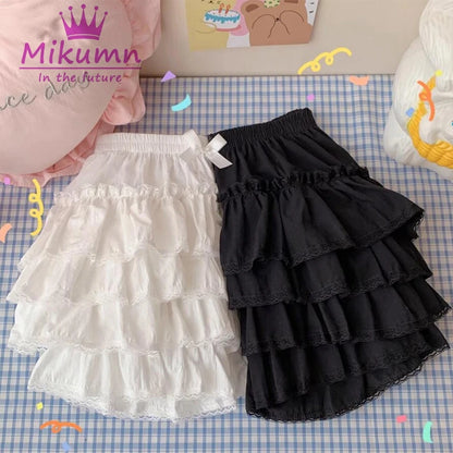 Mikumn Harajuku Japanese Lolita Kawaii Jk Bloomers Women Sweet Lace Ruffles Cotton Pumpkin Pants Y2k Girls Cute Shorts Skirts.