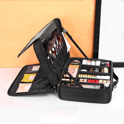 Three-layer Cosmetic Case Large Waterproof Oxford Cloth Manicure Makeup Toolbox,Travel Underwear Storage Box.