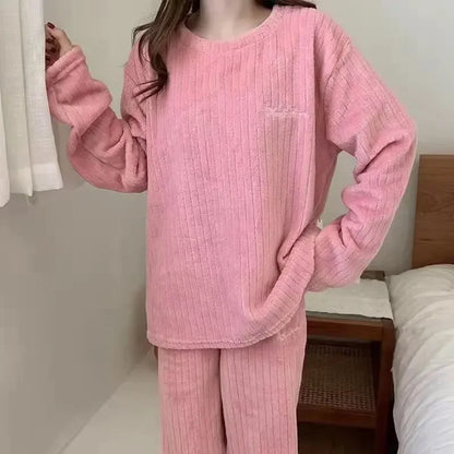 Winter frauen Neue Pyjamas Korallen Samt Casual Pyjamas Gepolsterte Loungewear Loungewear Sets Warme Kleidung Für Herbst Und Winter