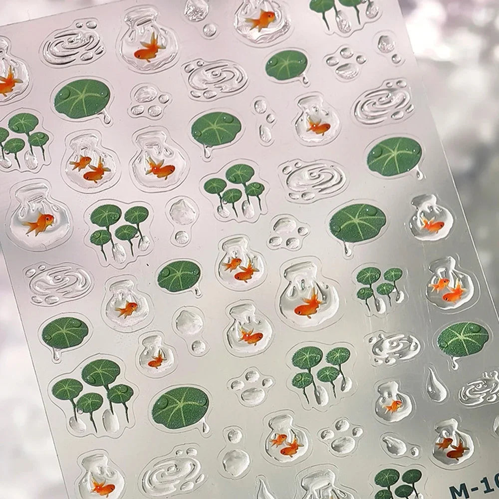 Ocean Theme 5D Nail Sticker Summer Beach Seashells Starfish Conch Scallop Shell Coral Self Adhesive Decoration Manicure Decal