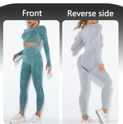 Seamless Yoga Set Gym Clothes Women's Sportswear Yoga Suits Women Fitness Set Tracksuits Sports Outfits Long Sleeve Gym Leggings