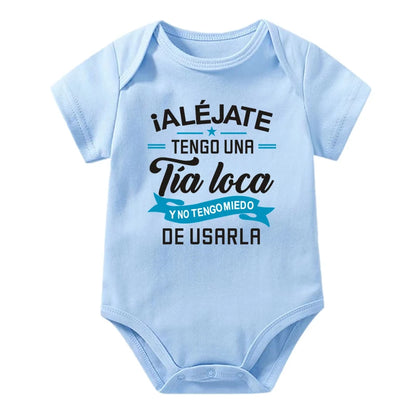 Bleiben Sie weg, ich habe eine verrückte Tante, ich habe keine Angst vor ihr Baby-Strampler, lustiger Säuglings-Body, kurzärmelige Overall-Outfits für Neugeborene.