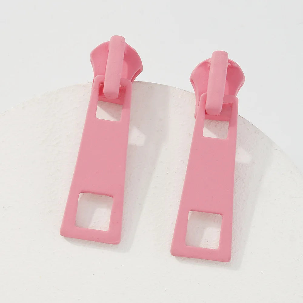 Personality Zipper Stud Earrings Fashion Jewelry For Women Unusual Earrings 2025 Geometry Ear Ring Pop Hip Hop Piercing Jewelry.