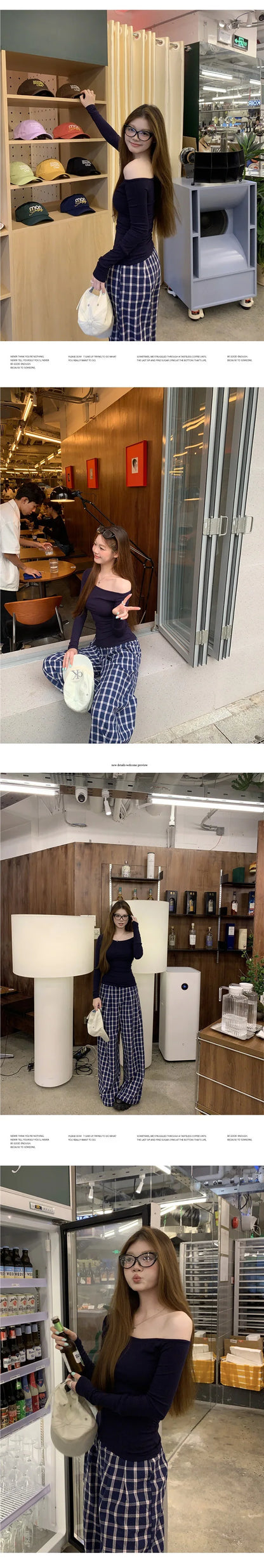 Spicy Girl Diagonal Shoulder Long Sleeve Women's T-shirt Base Layer Shirt Waist Inward Design Polo Collar Top.