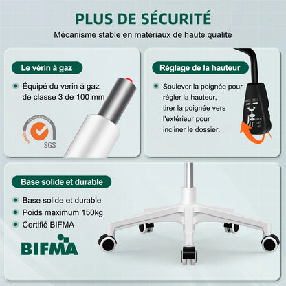 AUTHMIC Ergonomischer Netz-Bürostuhl mit Lordosenstütze, hochklappbaren Armlehnen, verstellbarer und höhenverstellbar für den Schreibtisch zu Hause – Blaugrün