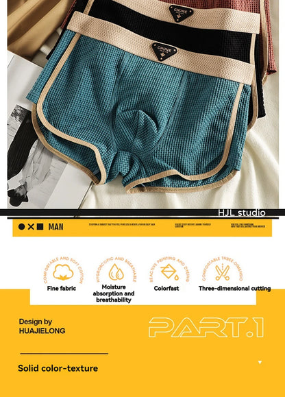 3 Teile/paket Mode Eis Seide Gestrickte Plaid Boxer Atmungsaktive Komfort Mesh Gabelung Unterhose Super Weiche Hohe Elastische männer Höschen