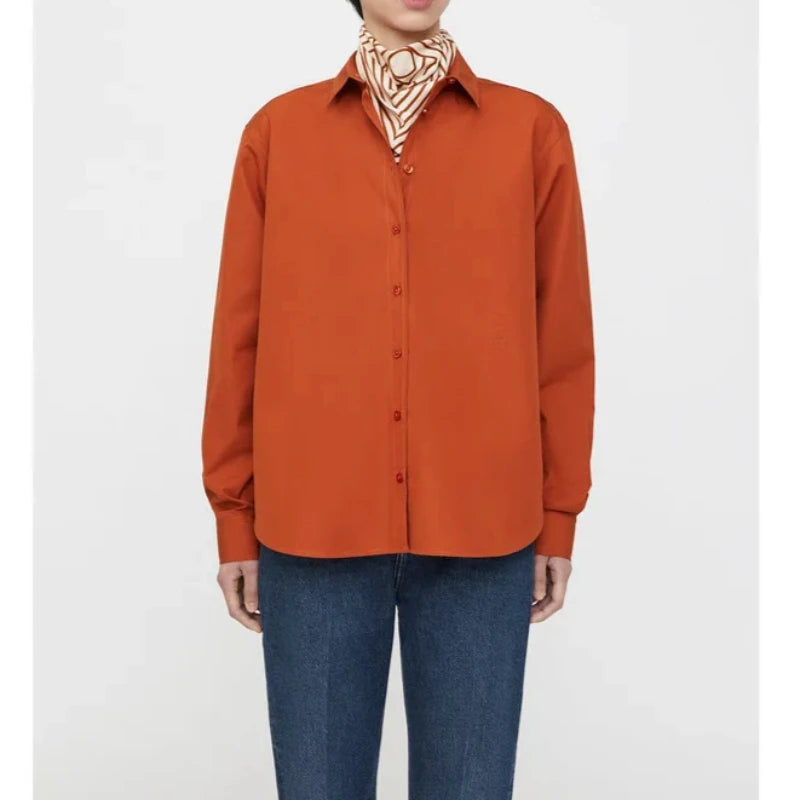 LUXURY Women's Vertical Striped Shirt, Short Front and Back, Short, Vertical Striped Shirt, Loose Long Sleeve, Commuter Style