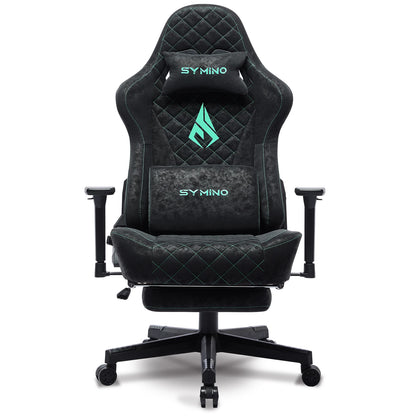 Symino Gaming-Stuhl mit Fußstütze, PC-Stuhl im Racing-Stuhl-Design, Vintage-PU-Leder, ergonomischer Bürostuhl