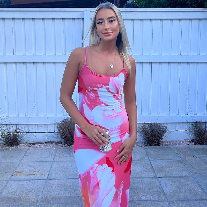 Gedruckt Spaghetti Hot Backless Maxi Kleid Frauen Mode Schlank Elegante Kontrast Patchwork Halter Kleider Herbst Lange DressZ