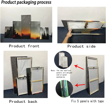 Mount Fuji Snow Peak Cherry Blossoms 5 Panel Wall Art Canvas Print Picture for Room Decor Painting Home Decoration Accessories.