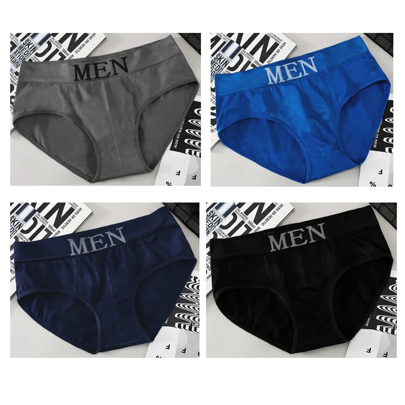 4pcs Mens Sexy Briefs Teenager Sport Underwears Plus Size Fat Men's Underpant Panties Students Breathable Fashion Casual Panties