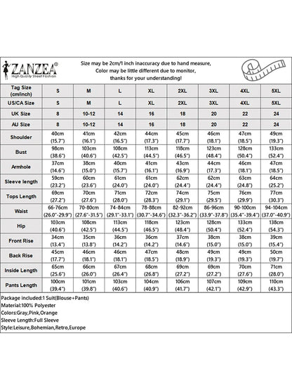 ZANZEA Fashion Women Two Pieces Sets Long Sleeve Lapel Shirt Wide Leg Pant Sets 2PCS Holiday Outfits Casual OL Work Tracksuits.