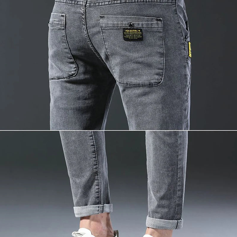 Men New Fashion Comfortable Slim Fit Jeans Male Loose Straight Smart Casual Denim Pants Regular Look Taller Elasticity Trousers.