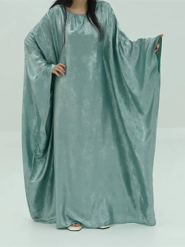 Gradient Color Shiny Batwing Satin Maxi Abaya Dubai Luxury 2024 Abayas For Women Muslim Kaftan Dress Islam Caftan Marocain Femme.